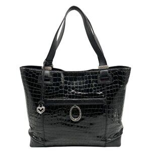 Brighton Black Patent Leather Jetson Laptop Tote Bag